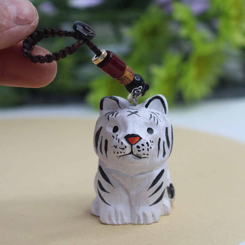 Hand-Carved Wooden Tiger Cat Keychain – Playful and Whimsical Home Decor